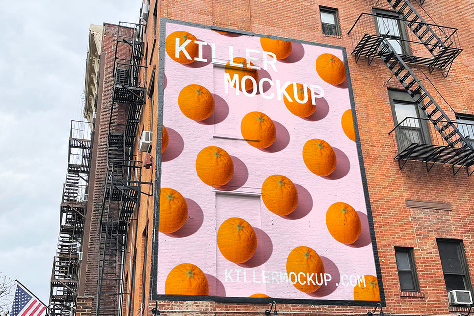 New York Painted Billboard Mockup #10 - Vertical