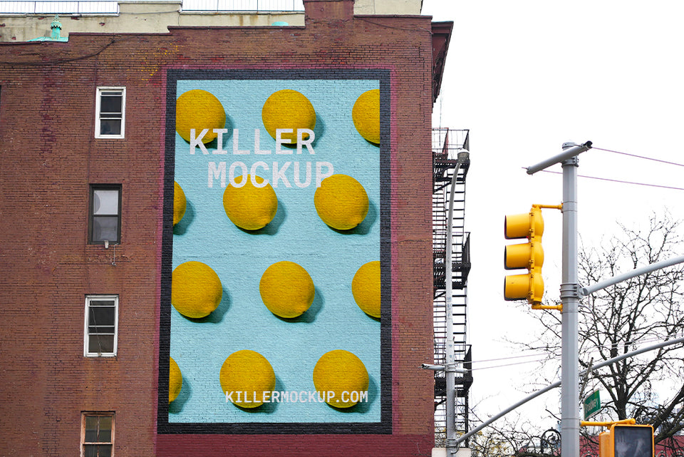 New York Painted Billboard Mockup #13 - Vertical