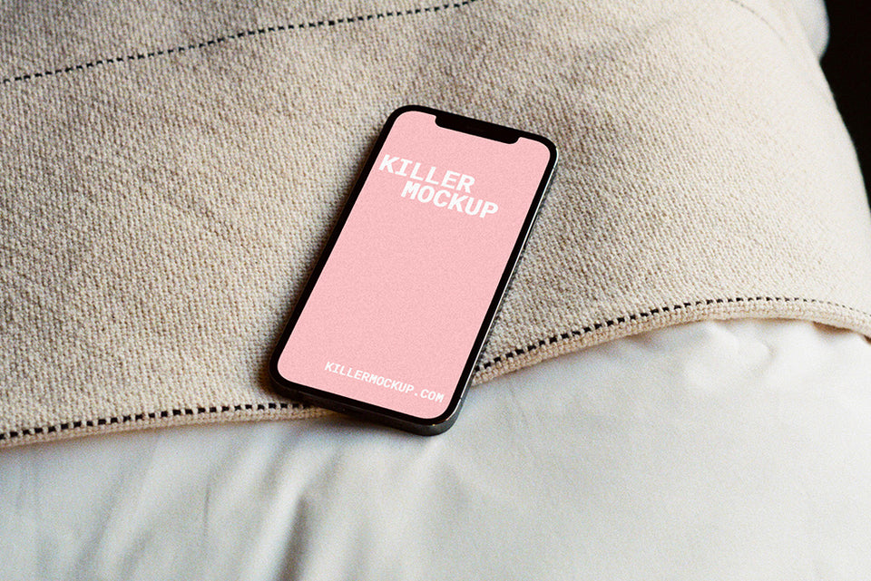 iPhone 12pro Mockup #2 - Hotel Bed