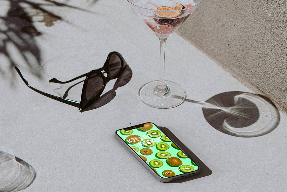 iPhone 12pro Mockup #1 - Cocktail & sunglass